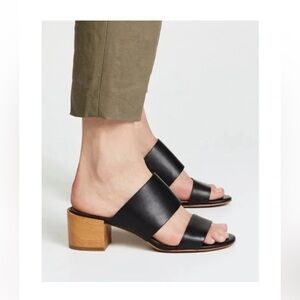 Madewell The Kiera Double Strap Mule Sandals in True Black. Size 9.